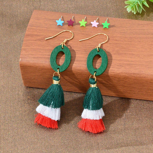 Set of Colourful Stars Tassel Earrings - Vibrant Celestial Accessories Jewellery-0