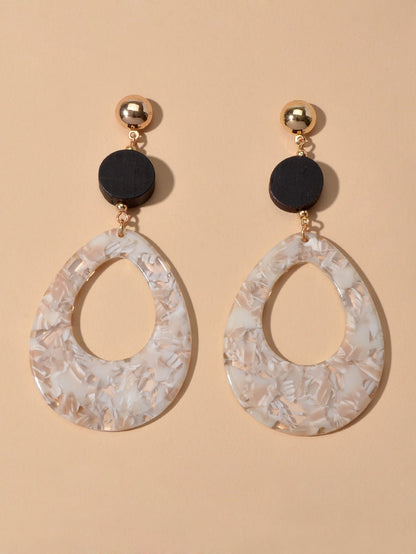 Retro Style Acrylic Water Drop Dangle Holiday Earrings Traditional Women Jewelry-3