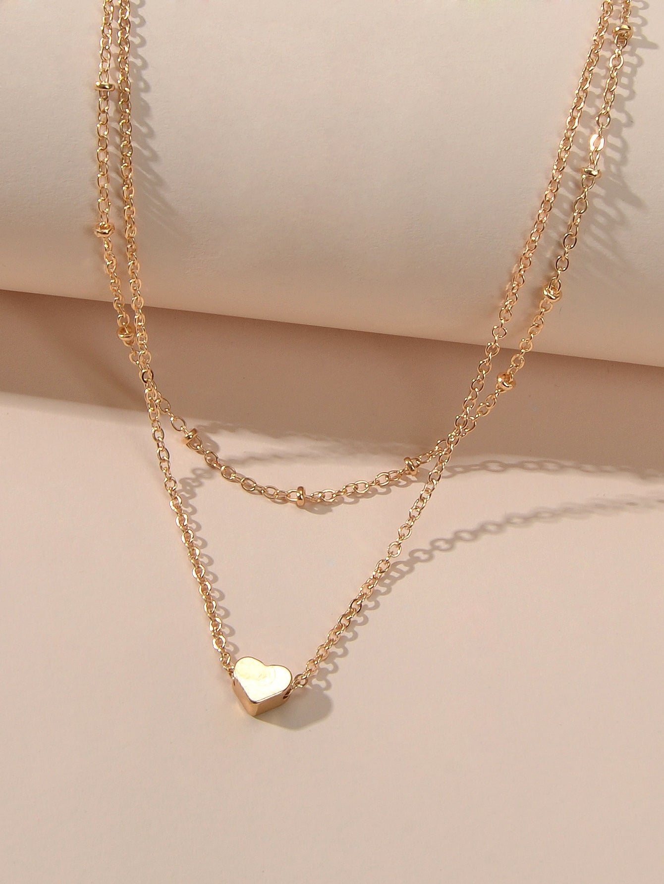 1 pc Beach Foot Jewellery Double layer Gold Chain Heart Charm Boho Chic Anklet-2